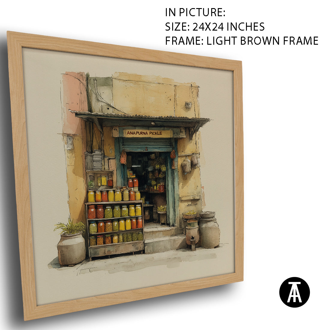Artwork in Light Brown Frame