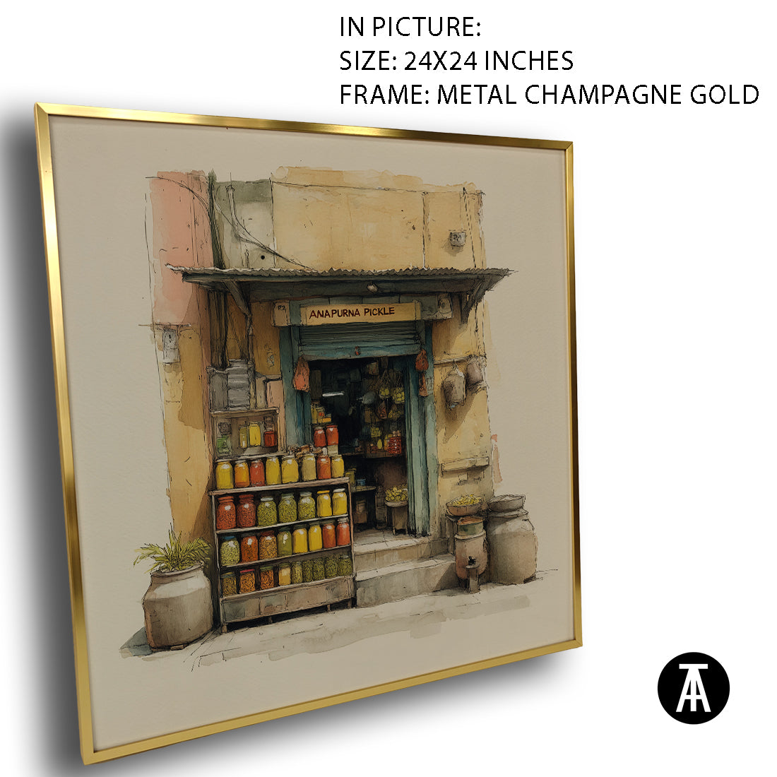Artwork in Metal Champagne Gold Frame