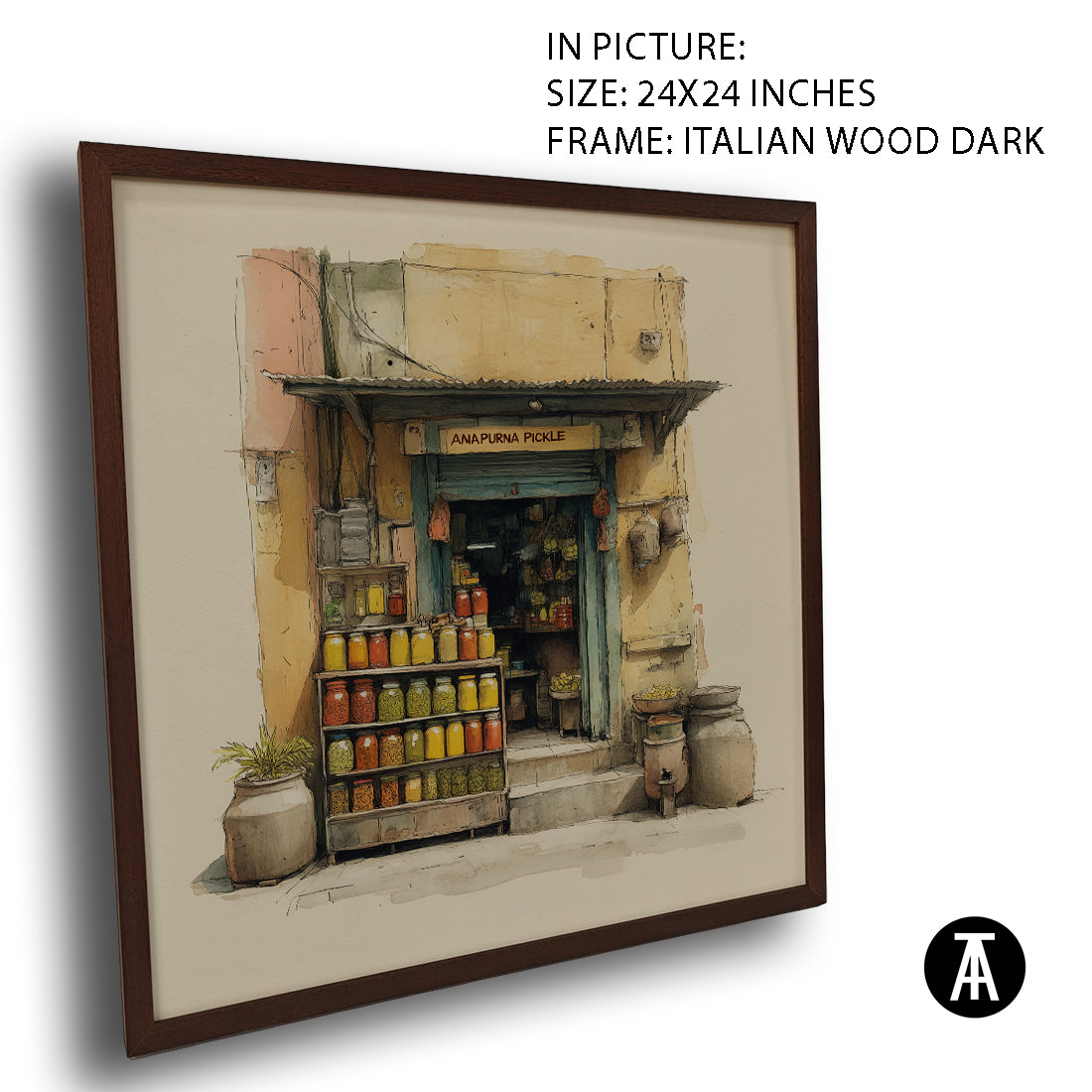 Artwork in Dark Wood Frame