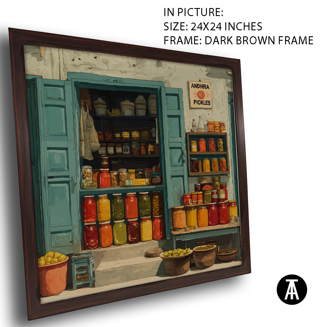 Artwork in Dark Brown Frame