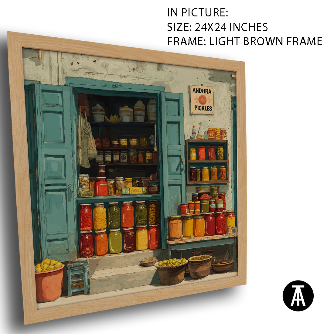 Artwork in Light Brown Frame
