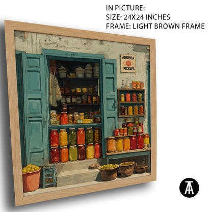 Artwork in Light Brown Frame