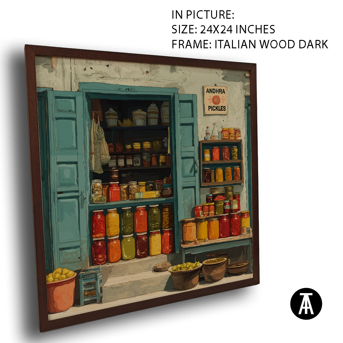 Artwork in Dark Wood Frame