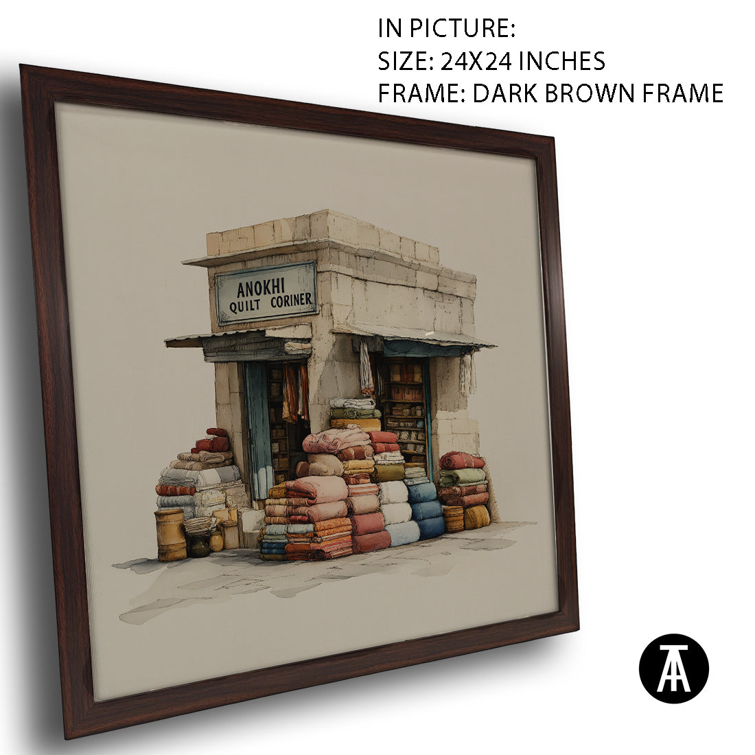 Artwork in Dark Brown Frame