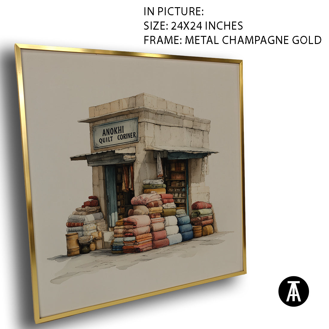 Artwork in Metal Champagne Gold Frame