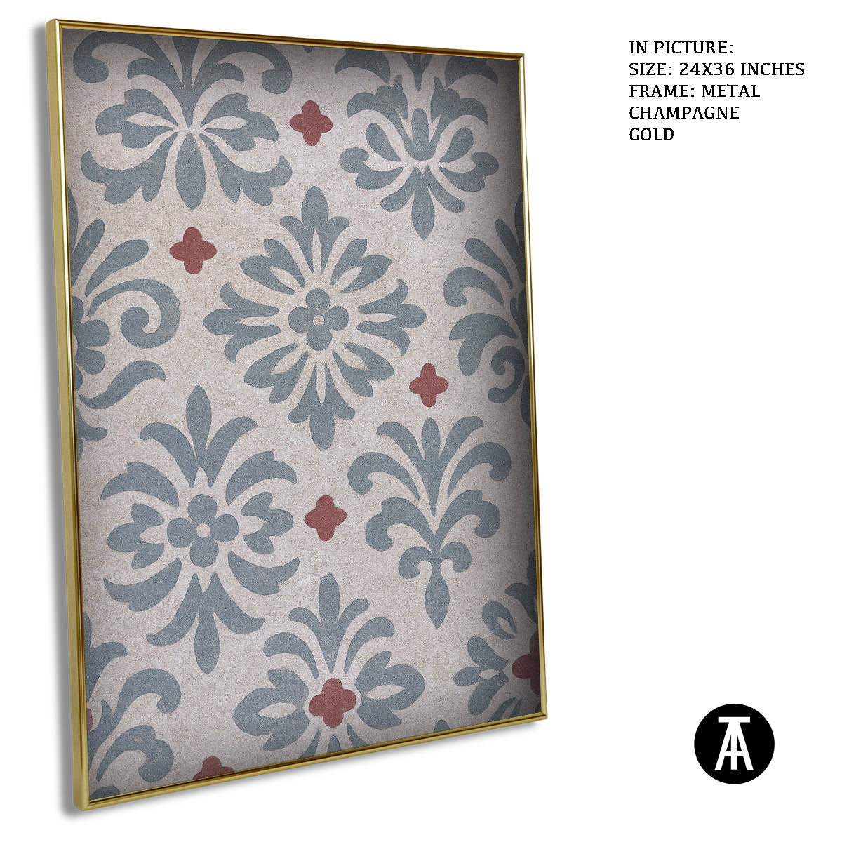 Artwork in Metal Champagne Gold Frame