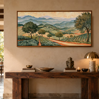 Panoramic Indian Painting in a Lifestyle Setting