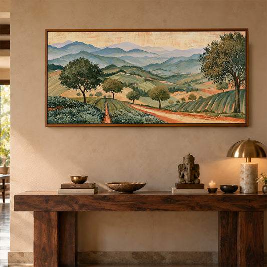 Panoramic Indian Painting in a Lifestyle Setting