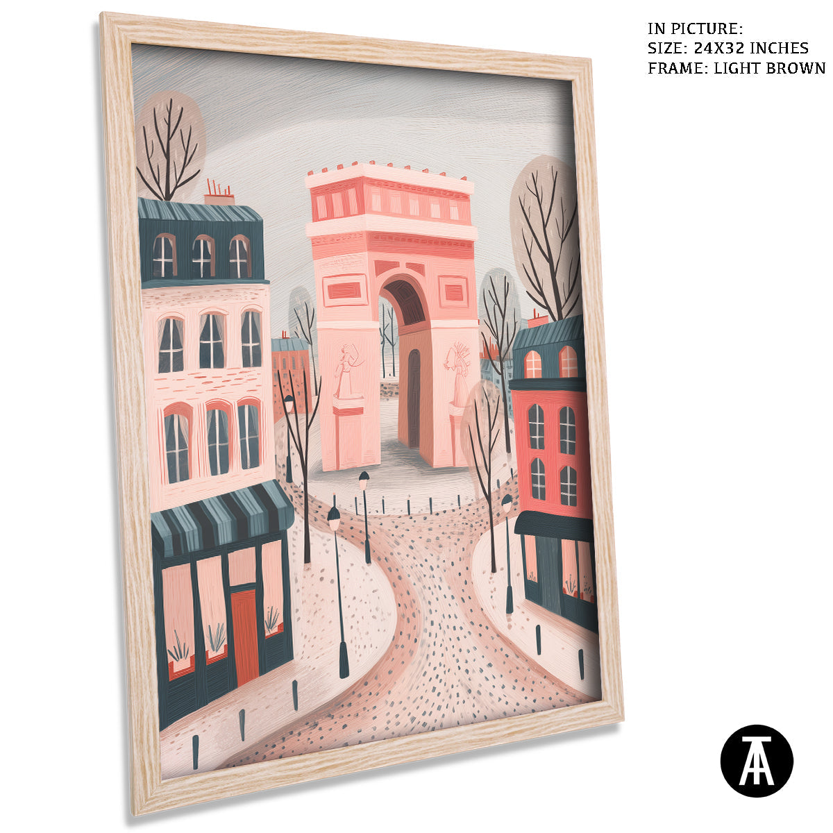 Artwork in Light Brown Frame