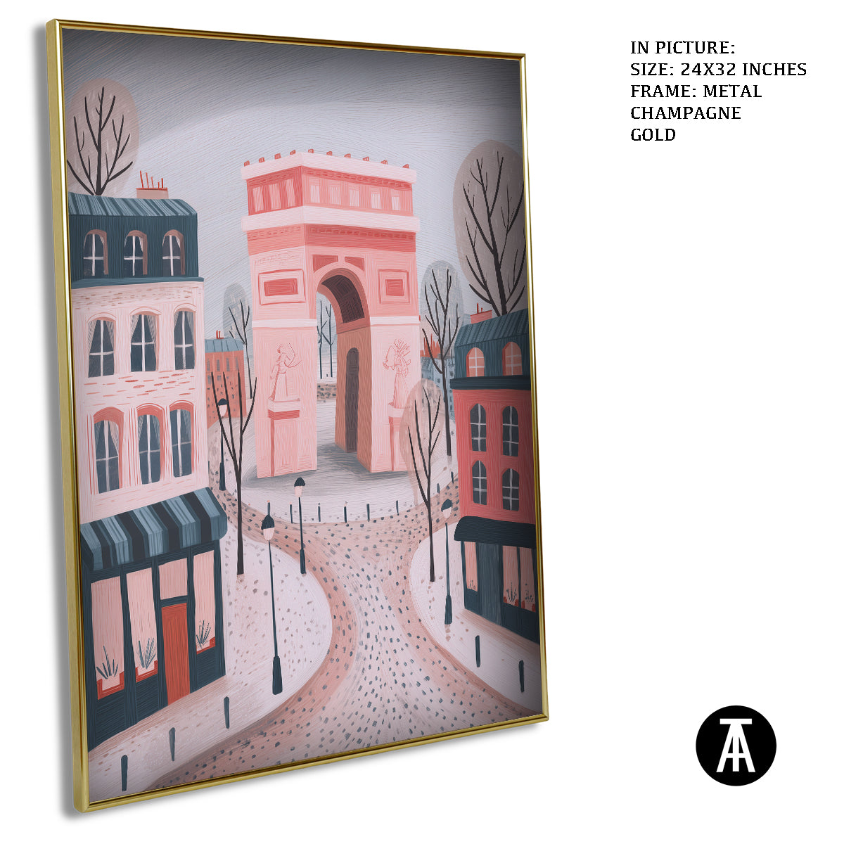 Artwork in Metal Champagne Gold Frame