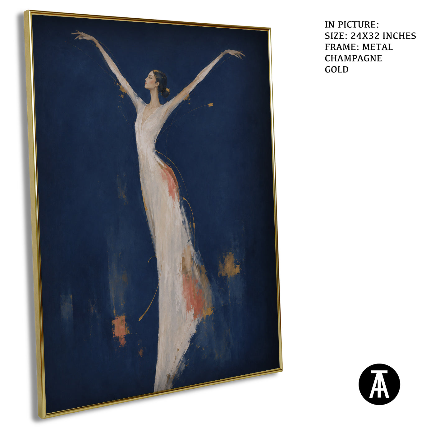 Artwork in Metal Champagne Gold Frame