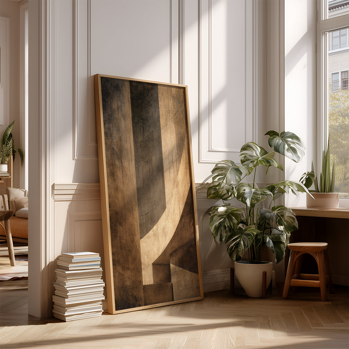 Panoramic Indian Painting in a Lifestyle Setting