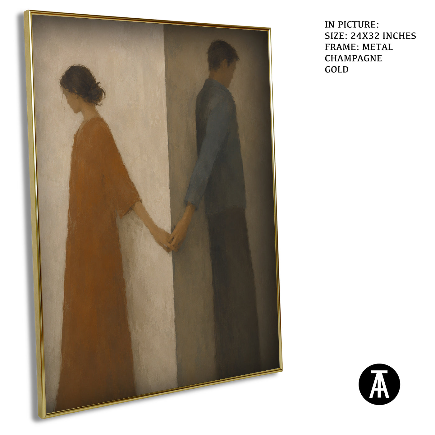 Artwork in Metal Champagne Gold Frame