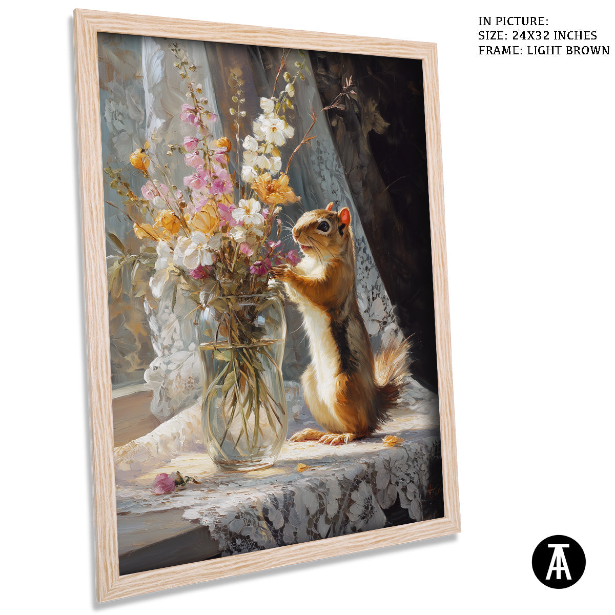 Artwork in Light Brown Frame