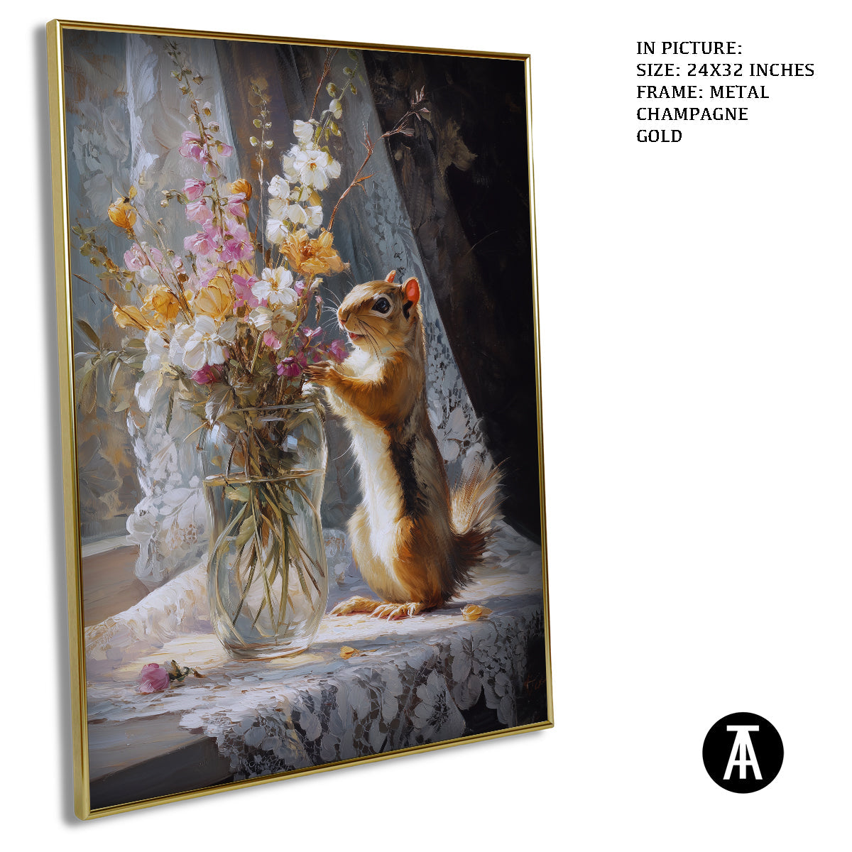 Artwork in Metal Champagne Gold Frame