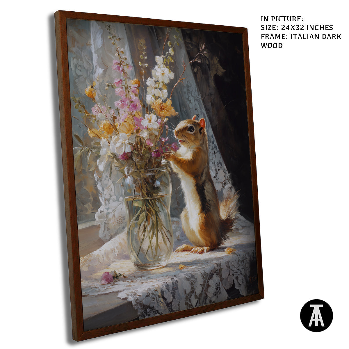 Artwork in Dark Wood Frame