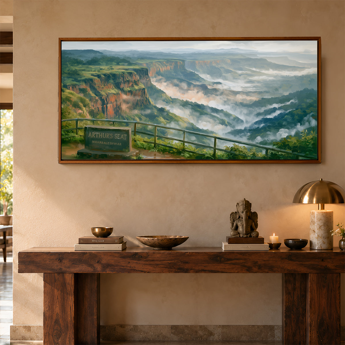 Panoramic Indian Painting in a Lifestyle Setting