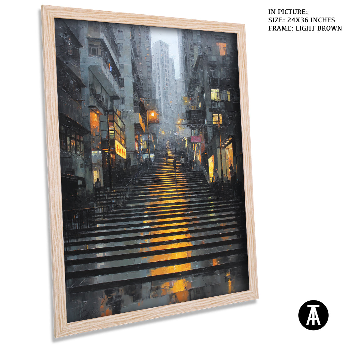 Artwork in Light Brown Frame