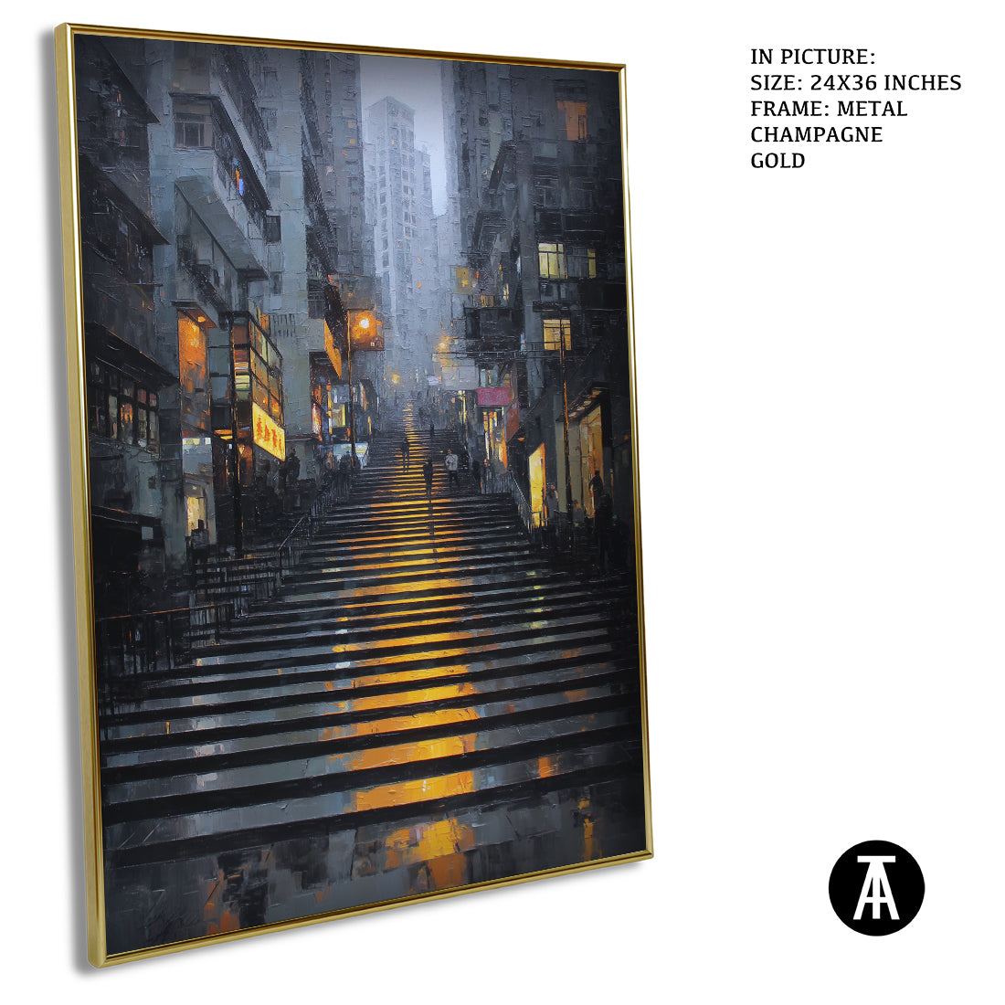 Artwork in Metal Champagne Gold Frame