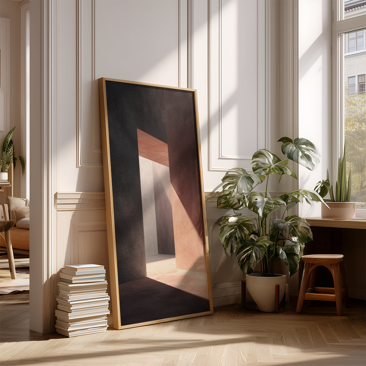 Panoramic Indian Painting in a Lifestyle Setting