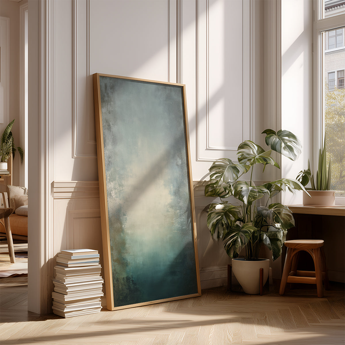 Panoramic Indian Painting in a Lifestyle Setting