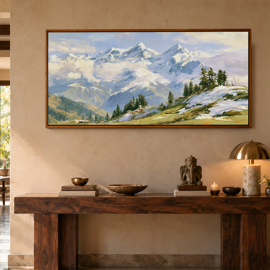 Panoramic Indian Painting in a Lifestyle Setting