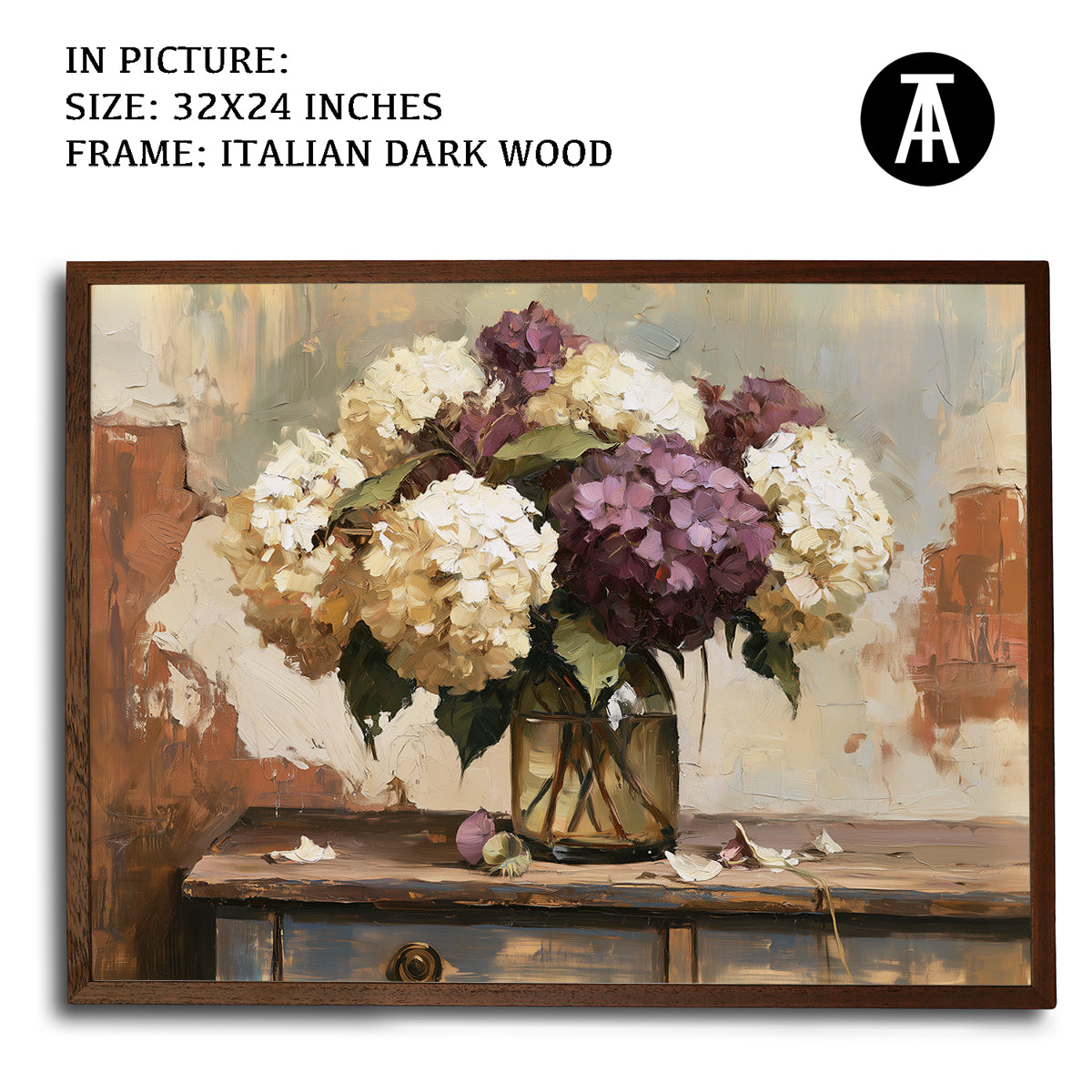 Artwork in Dark Wood Frame