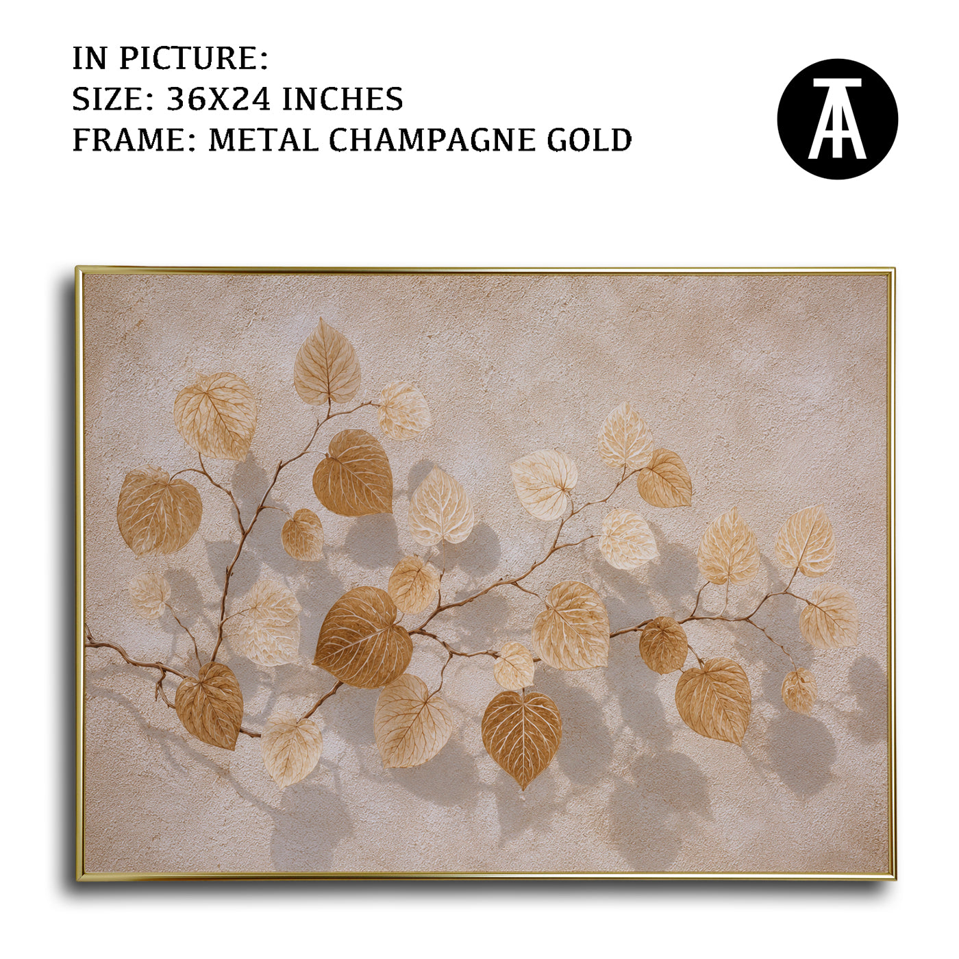 Artwork in Metal Champagne Gold Frame