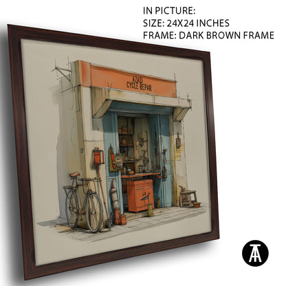 Artwork in Dark Brown Frame