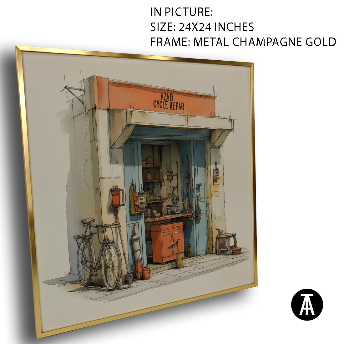 Artwork in Metal Champagne Gold Frame