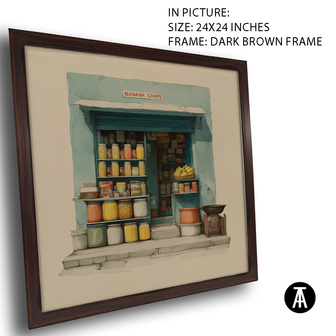 Artwork in Dark Brown Frame