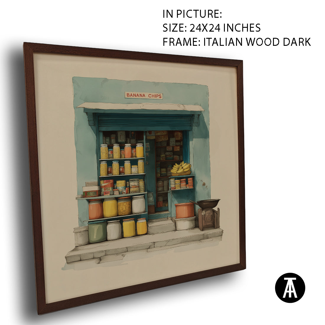 Artwork in Dark Wood Frame
