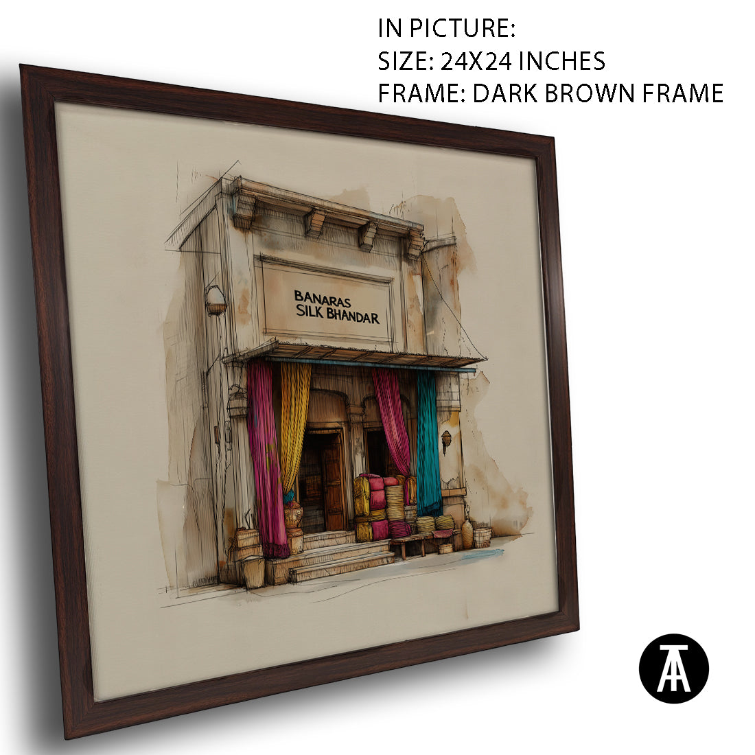 Artwork in Dark Brown Frame