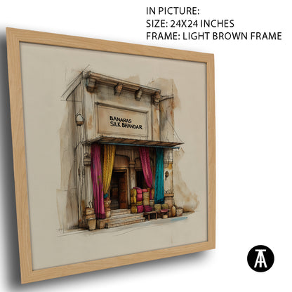 Artwork in Light Brown Frame