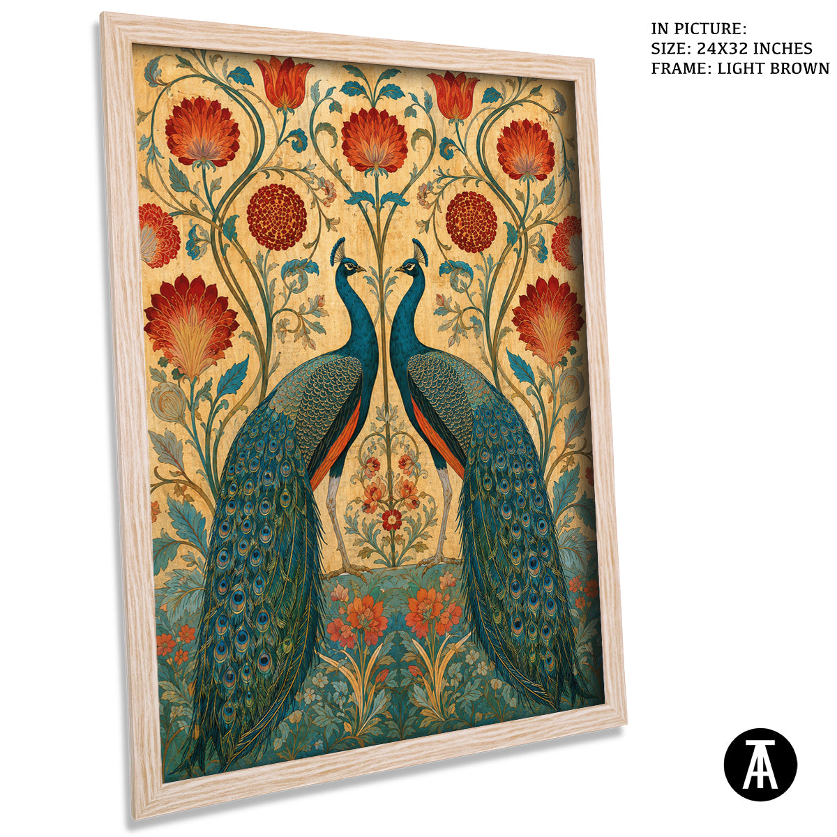 Artwork in Light Brown Frame