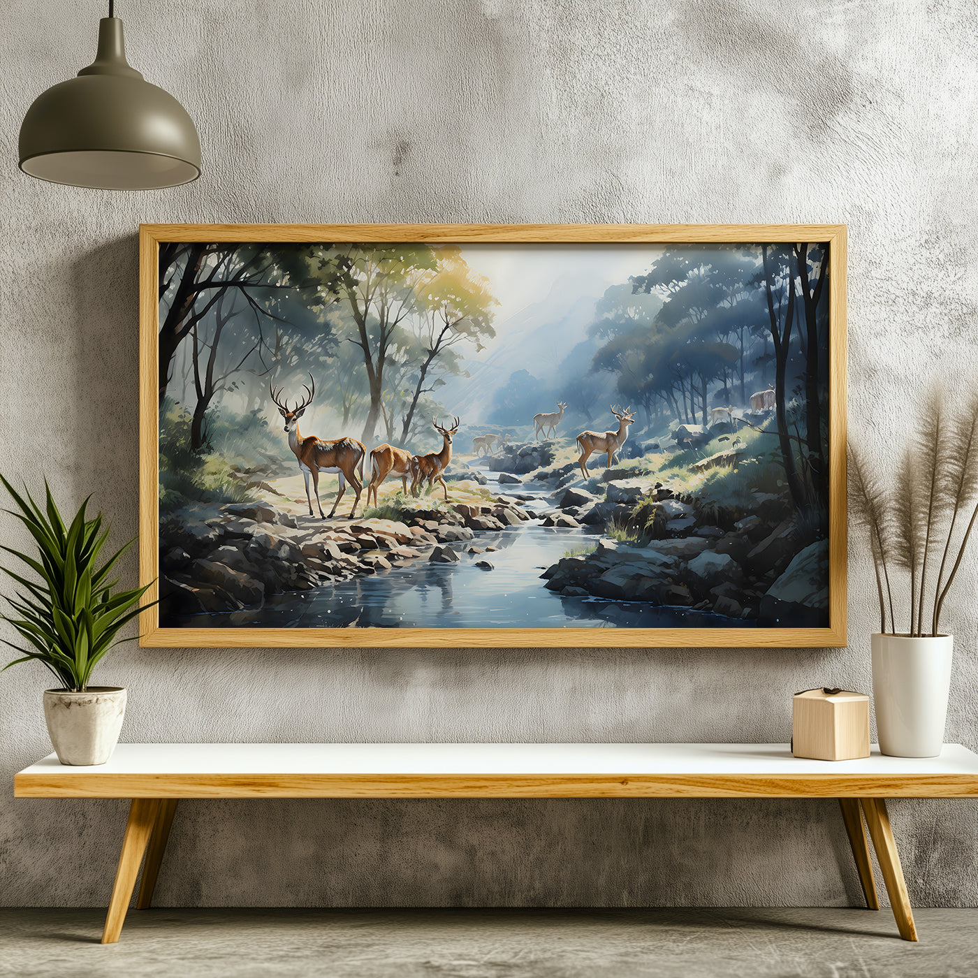 Panoramic Indian Painting in a Lifestyle Setting