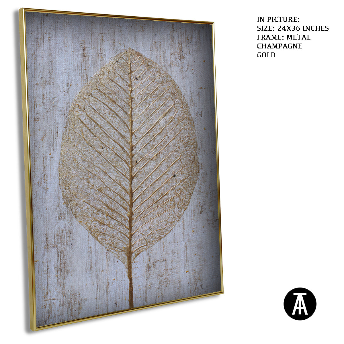 Artwork in Metal Champagne Gold Frame