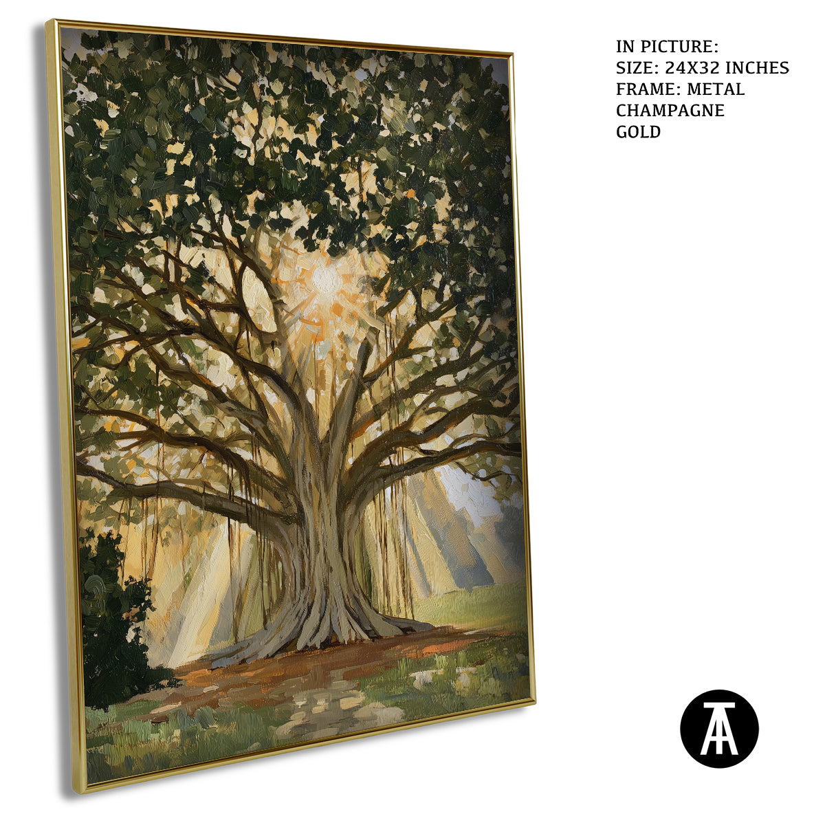 Artwork in Metal Champagne Gold Frame