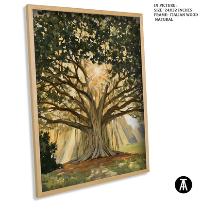Artwork in Natural Wood Frame