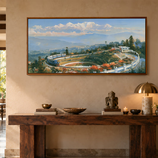 Panoramic Indian Painting in a Lifestyle Setting