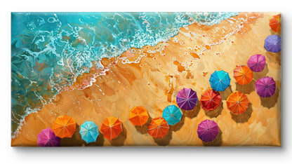 Beach Umbrellas by Pompidou Moderne | Painting for Living Room