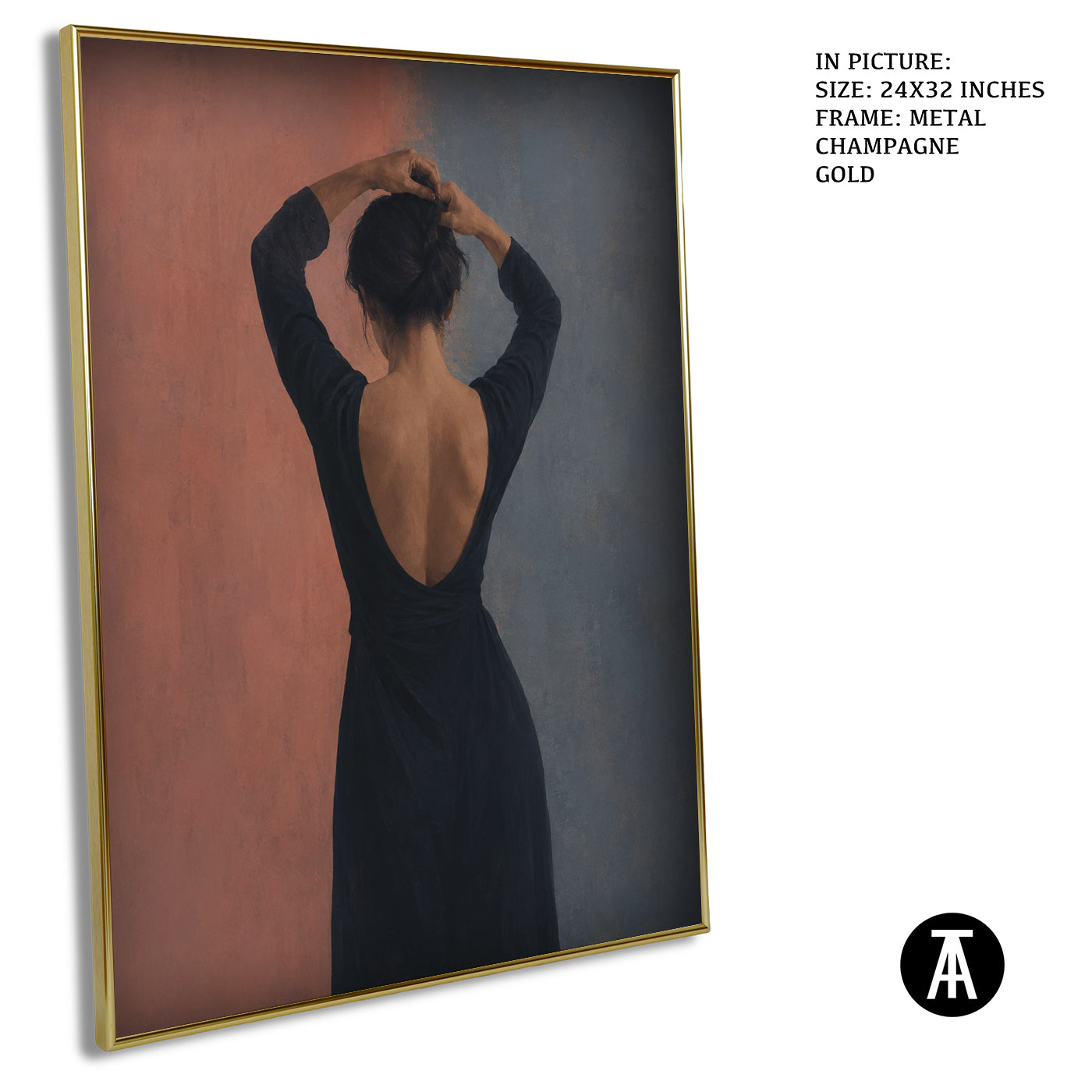 Artwork in Metal Champagne Gold Frame