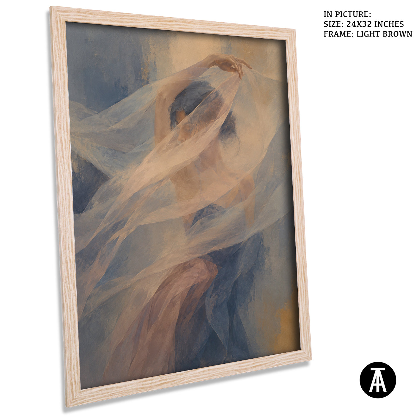 Artwork in Light Brown Frame