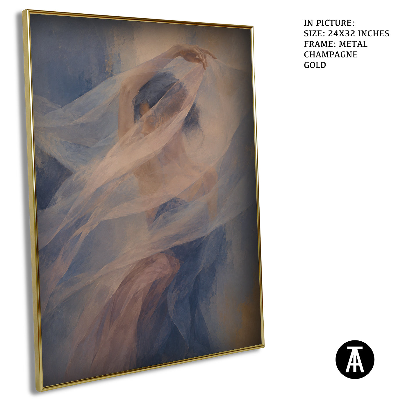 Artwork in Metal Champagne Gold Frame
