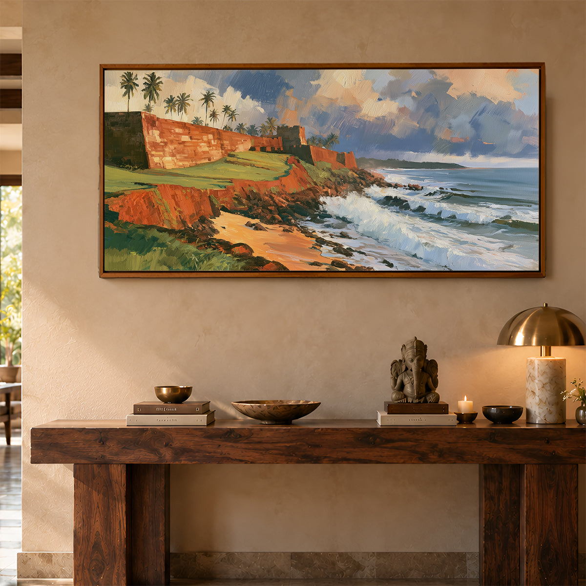 Panoramic Indian Painting in a Lifestyle Setting