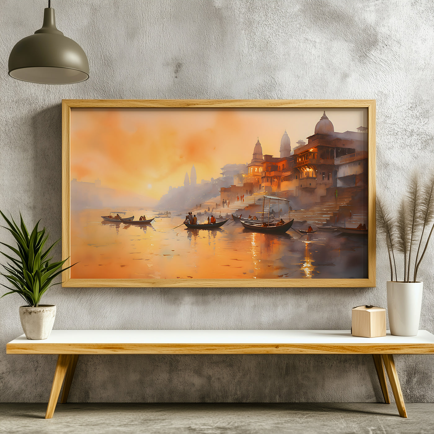 Panoramic Indian Painting in a Lifestyle Setting