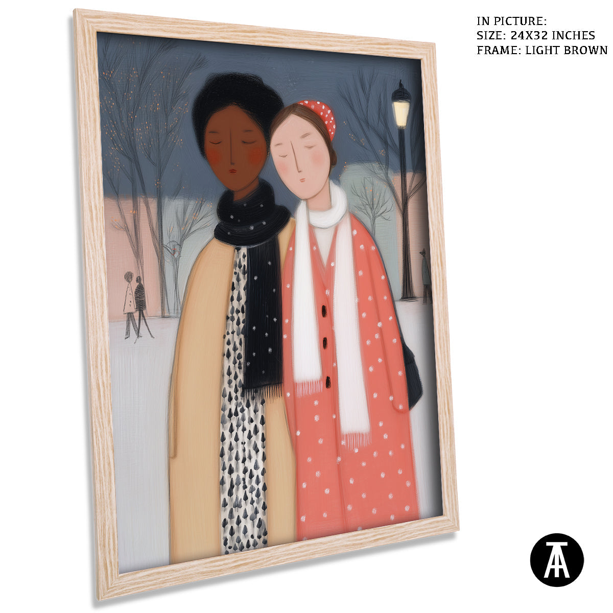 Artwork in Light Brown Frame