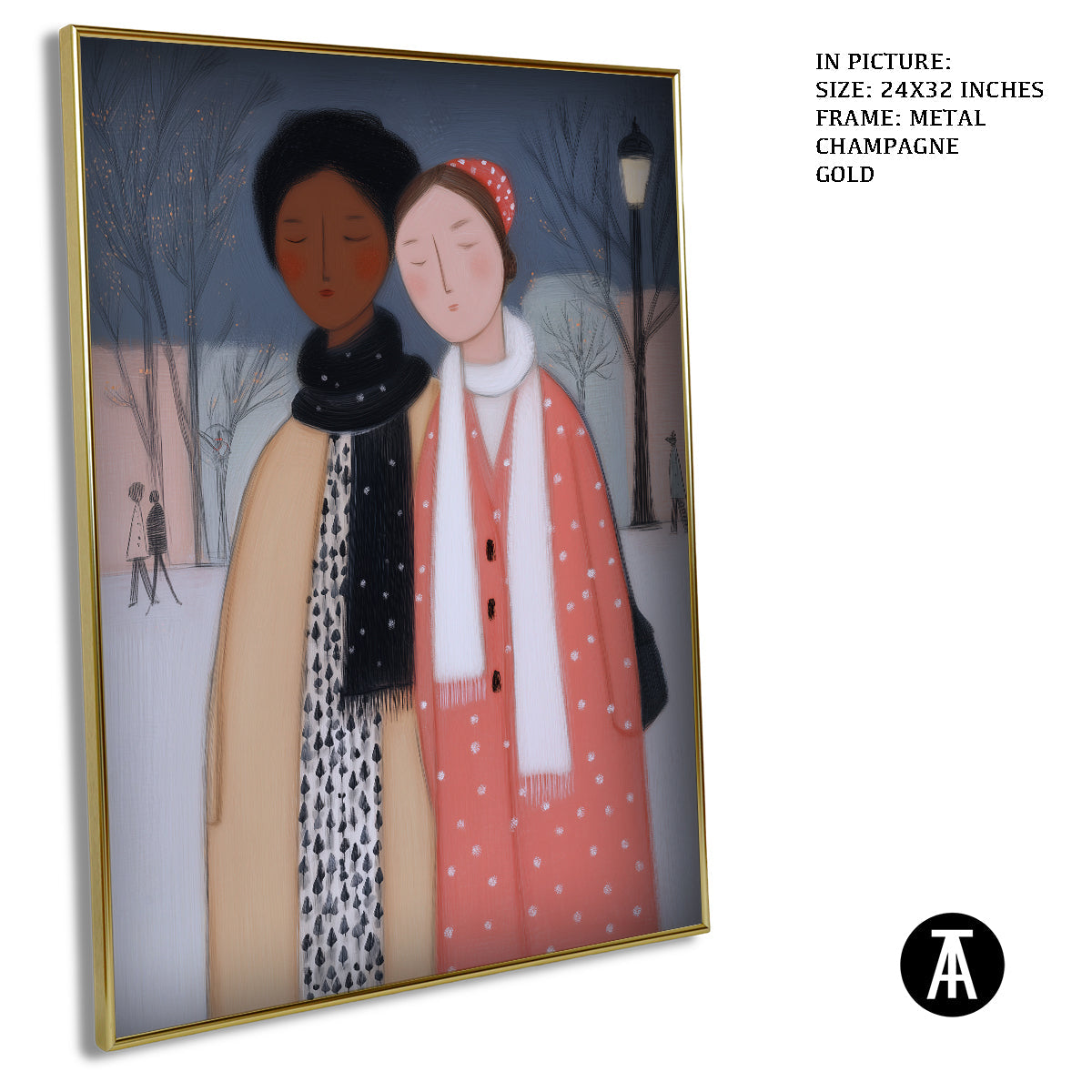 Artwork in Metal Champagne Gold Frame