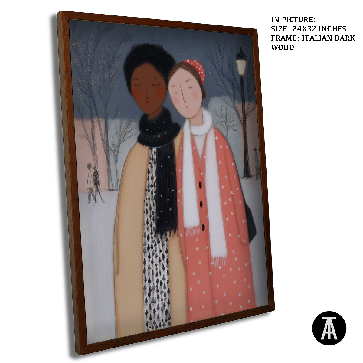 Artwork in Dark Wood Frame