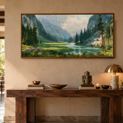 Panoramic Indian Painting in a Lifestyle Setting
